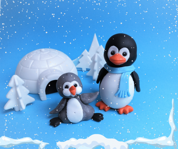 Pinguine mit Iglu Tortenfiguren