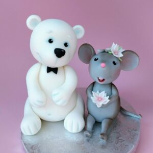 Eisbär und Maus Tortenfiguren für Hochzeitstorte